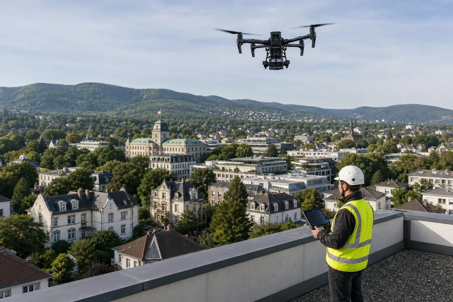 Drohnenvermessung in Bad Homburg vor der Höhe – Drohne über dem Objekt