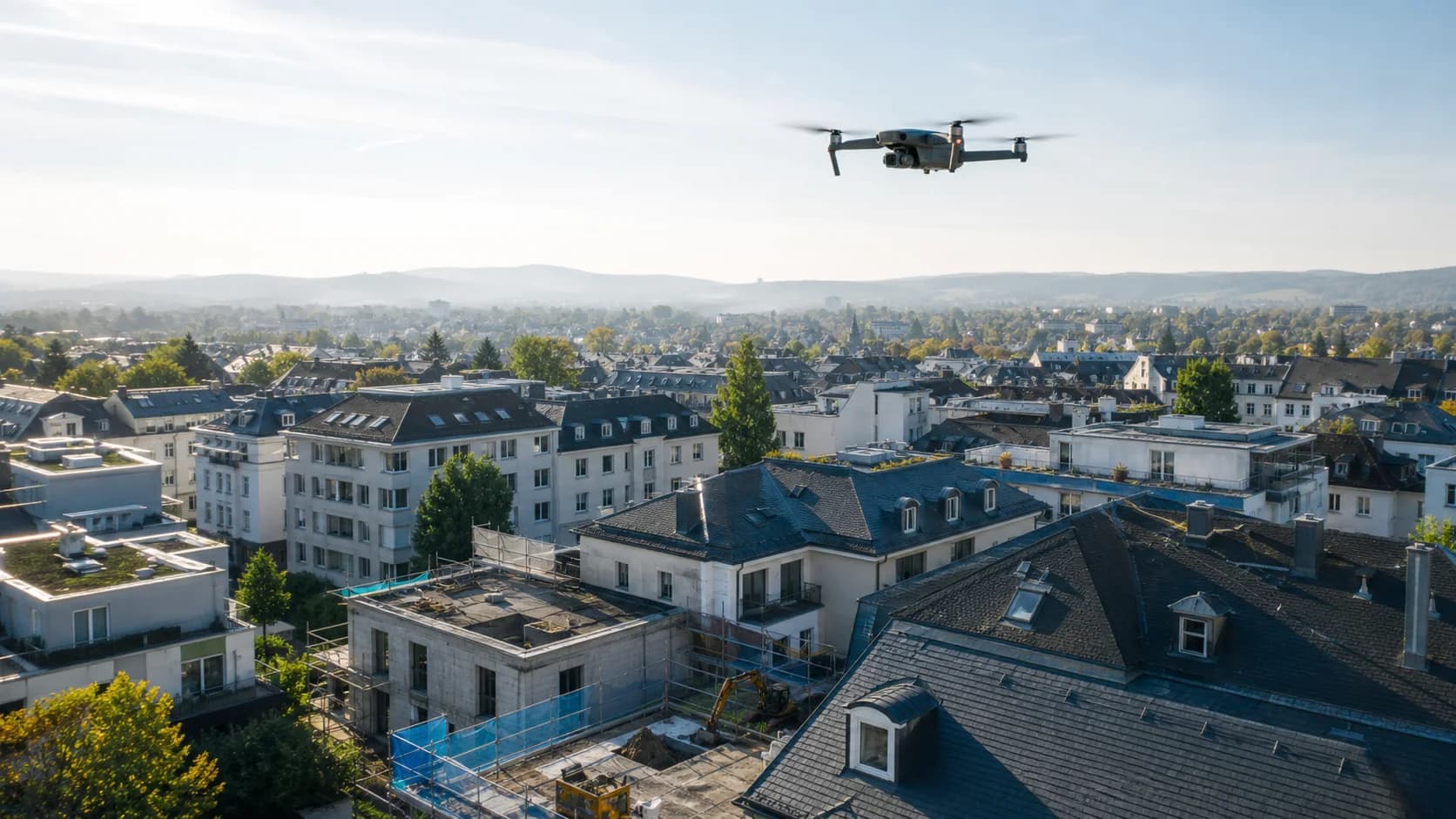 Drone surveying in Wiesbaden – drone above the site