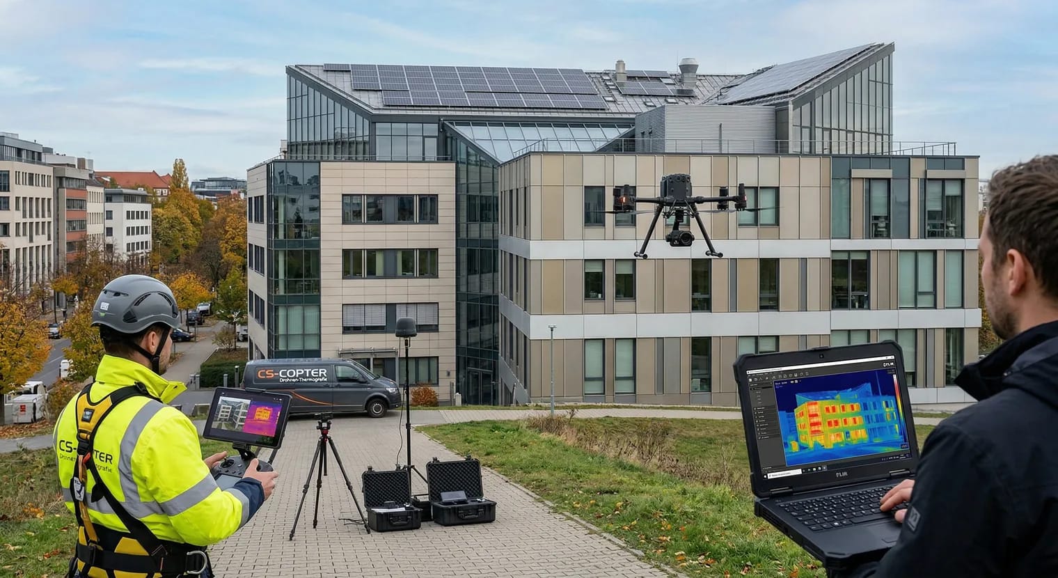 Gebäudehülle für Energieberatung und Sanierung aus Drohnenbildern