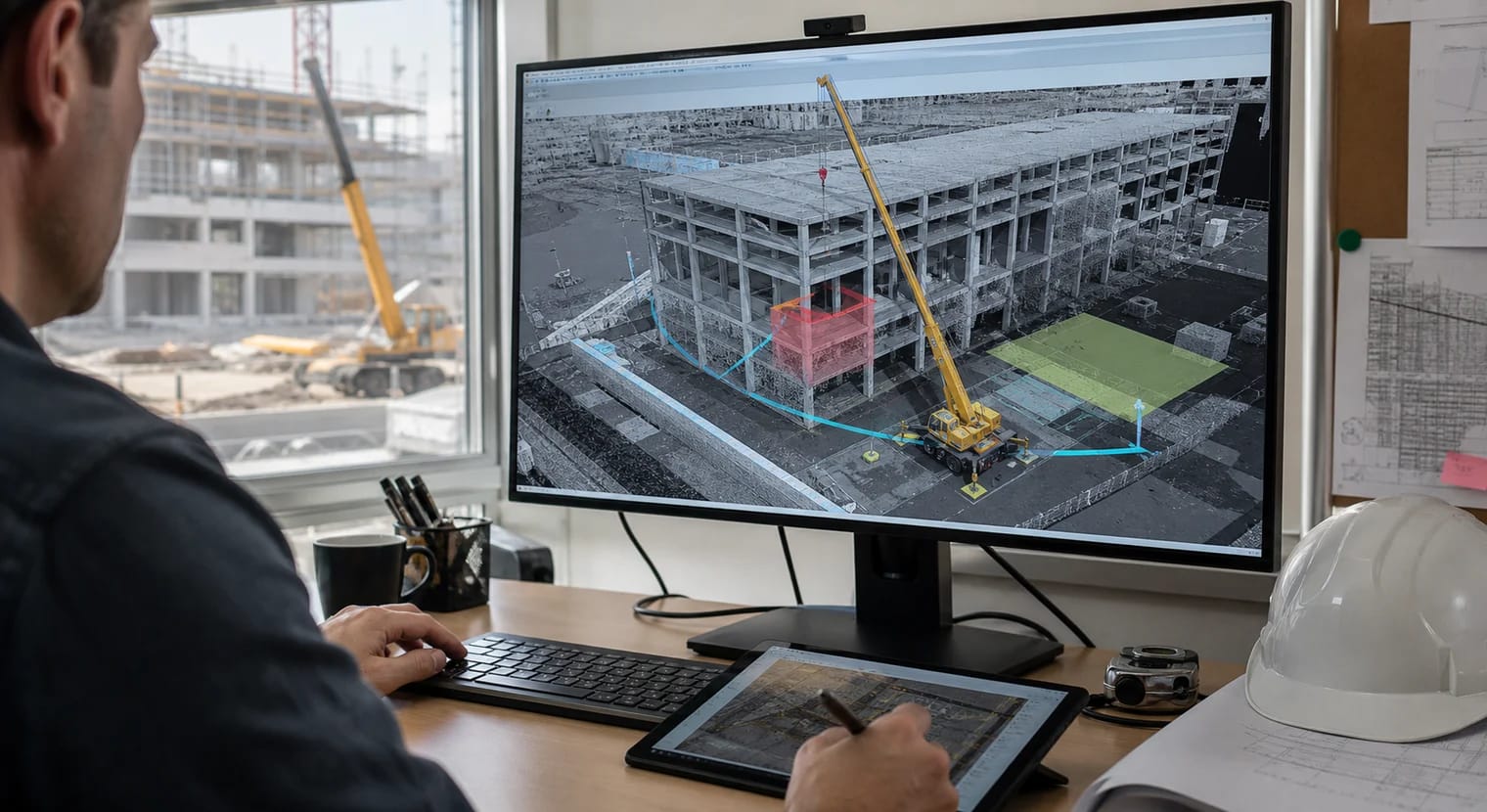 Drohnenbasiertes 3D-Baustellenmodell für Kranplanung