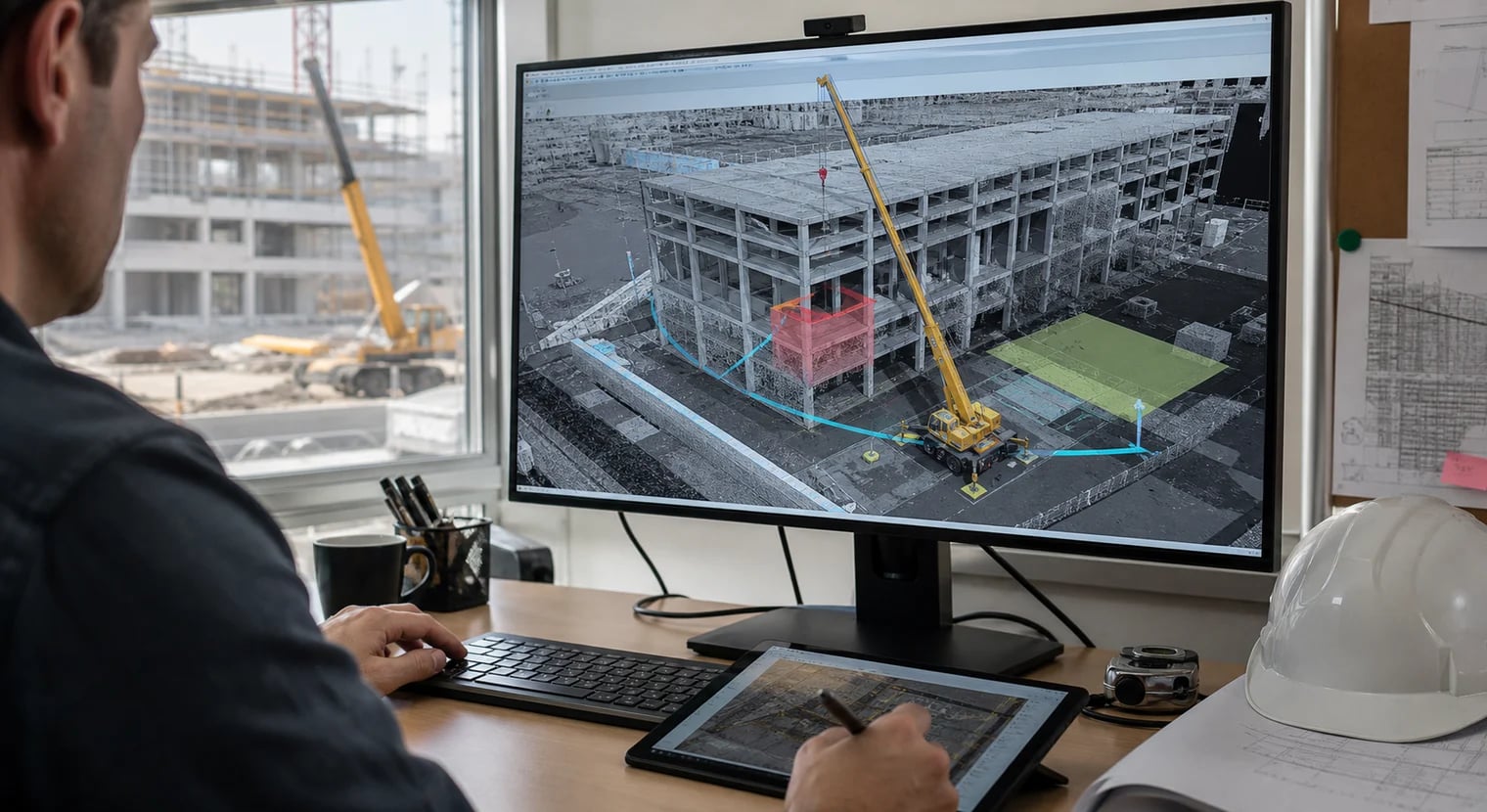 Drohnenbasiertes 3D-Baustellenmodell für Kranplanung