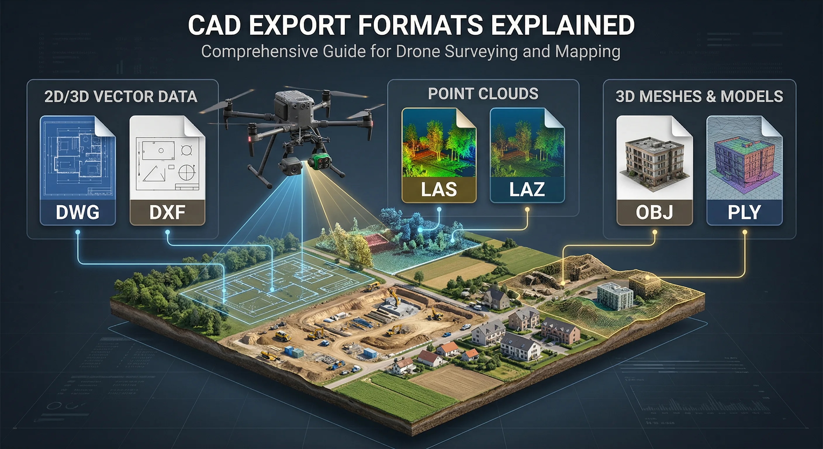 CAD Export Formats Explained – DXF, DWG, LAS, OBJ, PLY | Voxelia 3D